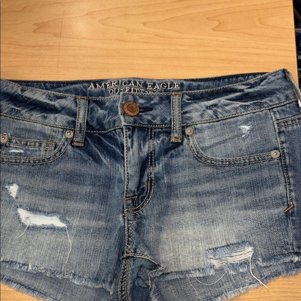 American Eagle Outfitters Distressed Denim Shorts - Blue